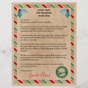 Carta de Santa Claus en la plantilla del Polo Nort