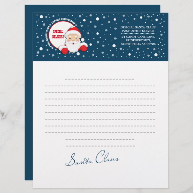 Carta de Santa Claus. Navidades personalizados (Anverso / Reverso)