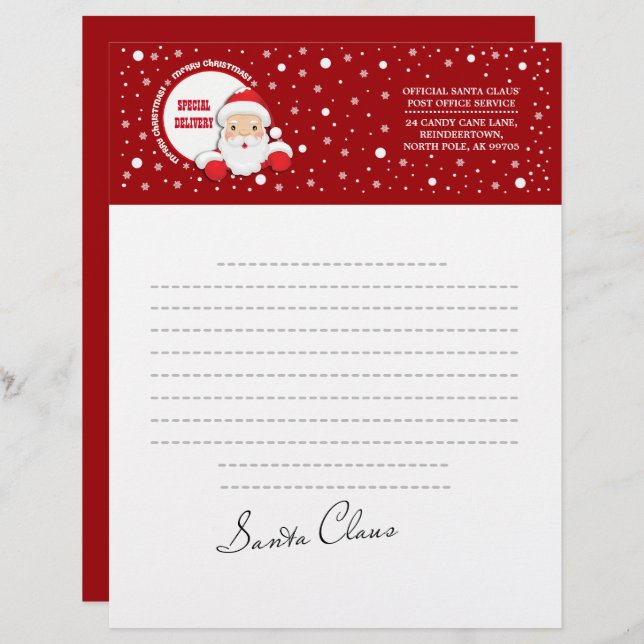 Carta de Santa Claus. Navidades personalizados Let (Anverso / Reverso)