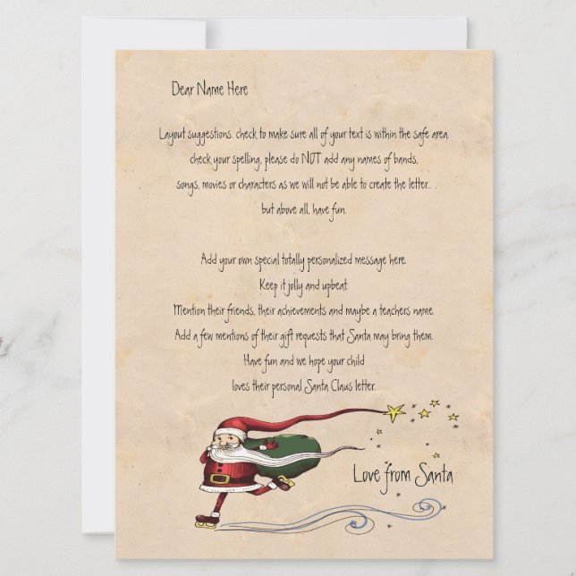 Carta de Santa Personalizada (Anverso)