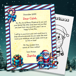 Carta de Santa y página de color para niño