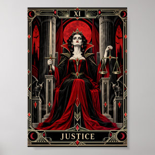 Carta de Tarot de la Justicia Arte Vampiresa Gótic