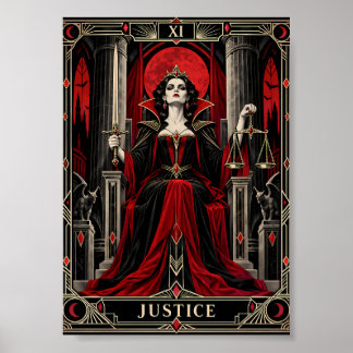Carta de Tarot de la Justicia Arte Vampiresa Gótic