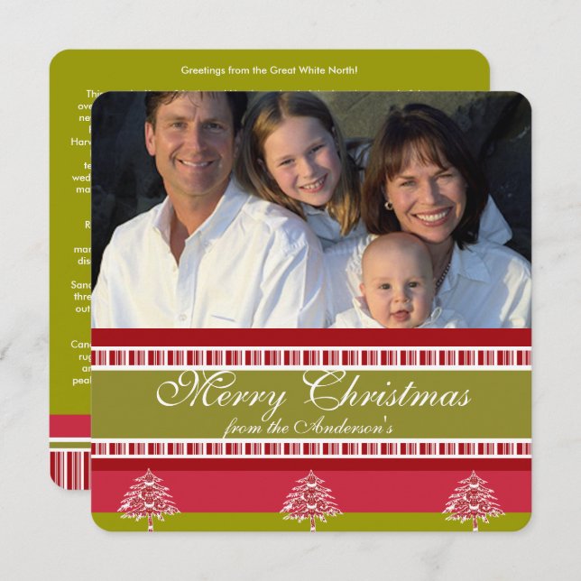 Carta de vacaciones Tarjeta de patrón de árbol roj (Anverso / Reverso)