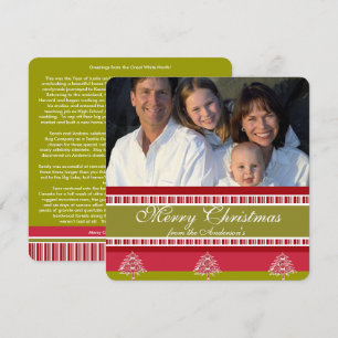 Carta de vacaciones Tarjeta de patrón de árbol roj