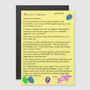 Carta del conejo de Pascua Huevos Morados Azules V