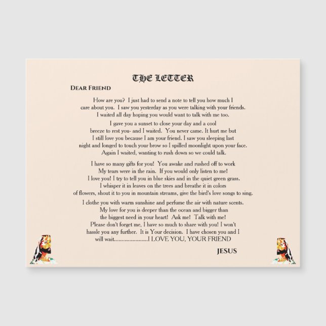 CARTA DEL imán JESÚS (Anverso)