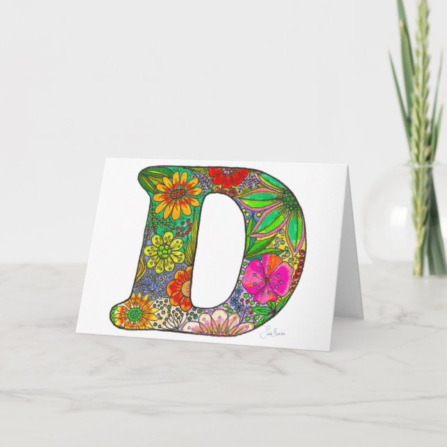 Carta floral D Tarjeta de felicitación - de arte o (Anverso)