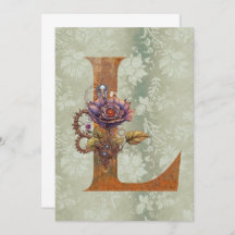 Carta floral de vintage Steampunk L Note Tarjetas