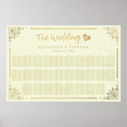 Carta floral del asiento del boda del marco de la póster