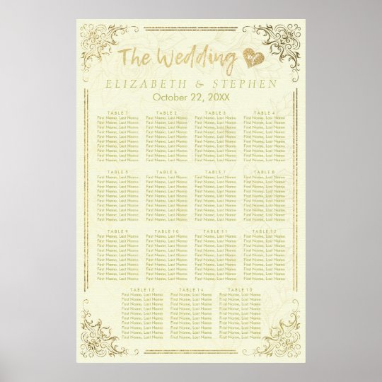 Carta floral del asiento del boda del marco de la póster