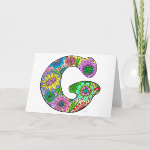 Carta floral G Tarjeta de felicitación - En blanco