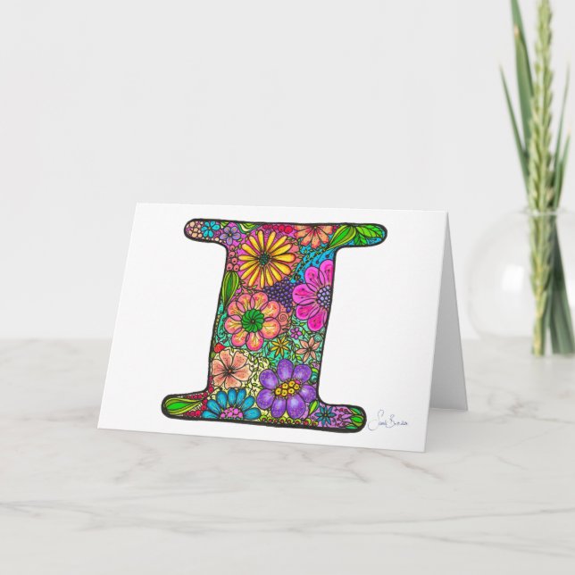 Carta floral I Tarjeta de felicitación - en blanco (Anverso)
