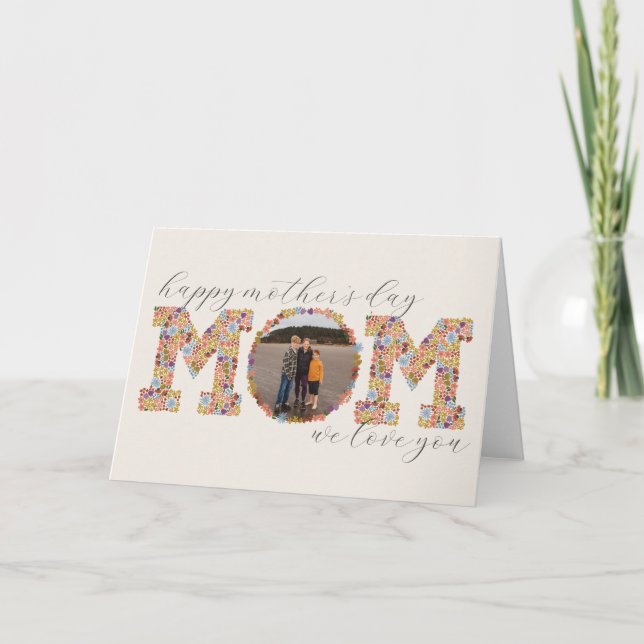Carta floral MOM Foto tarjeta del día de la madre (Anverso)