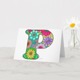 Carta floral P Tarjeta de felicitación - En blanco