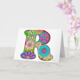 Carta floral R Tarjeta de felicitación - En blanco