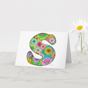 Carta floral S Tarjeta de felicitación - En blanco