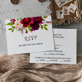 Carta floral simple de Borgoña Carta Rsvp
