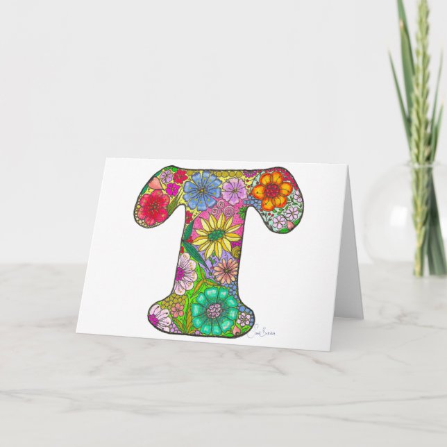 Carta floral T Tarjeta de felicitación - En blanco (Anverso)