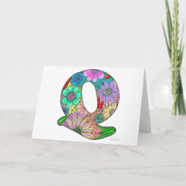 Carta floral Tarjeta de bienvenida Q - En blanco d