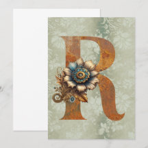 Carta floral vintage de Steampunk R Tarjetas de no