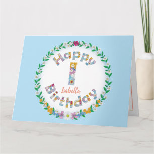 Carta floralI monograma Tarjeta de cumpleaños pers
