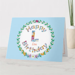Carta floralL monograma Tarjeta de cumpleaños pers
