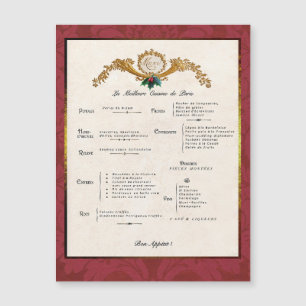 Carta francesa Tarjeta magnética de decoración de 