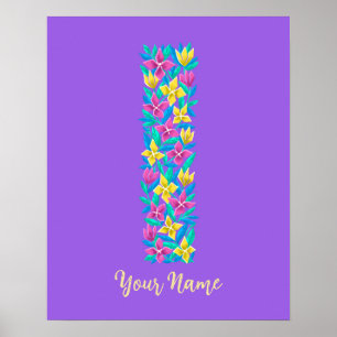 carta I arte de pared floral personalizado