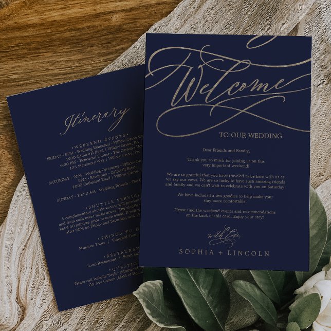 Carta itinerante romántica de bienvenida de oro y  (Subido por el creador)