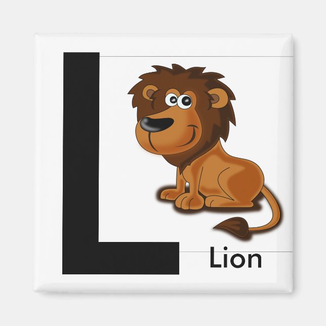 "Carta L" para el imán infantil de los leones (Frente)