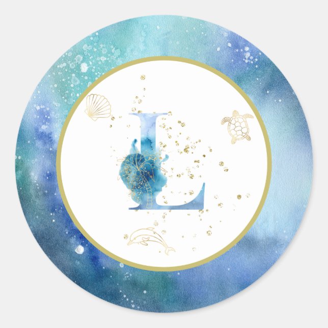 *~* CARTA L - Pegatina de sobres de playa náutica (Anverso)