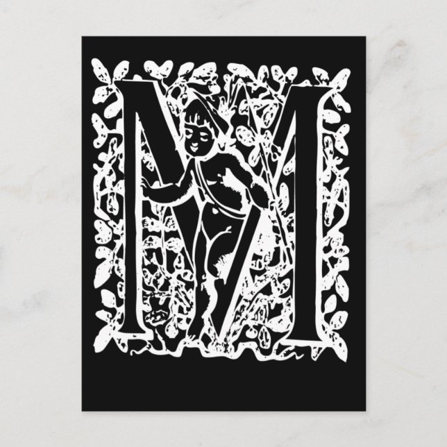 Carta M Tarjetas de Monograma en blanco y negro (Anverso)