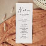 Carta minimalista moderna de menú boda<br><div class="desc">Moderno,  sencillo y limpio: adopte este minimalista diseño manuscrito para su papelería boda. Colores totalmente personalizables.</div>