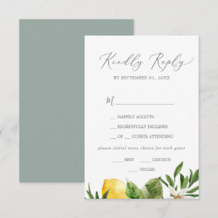 Carta moderna de jardín de limón Tarjeta RSVP