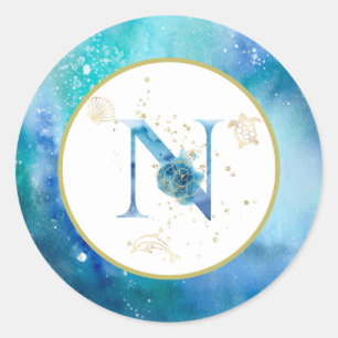 *~* CARTA N - Pegatina de sobres de playa náutica