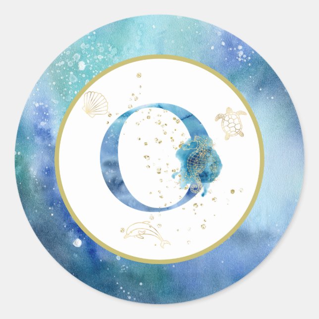 *~* CARTA O - Pegatina de sobres de playa náutica (Anverso)