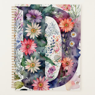 Carta personalizada D Cuaderno de acuarela floral