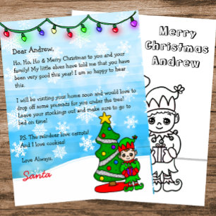 Carta personalizada de la página de color de Santa