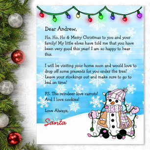 Carta personalizada de la página de color de Santa