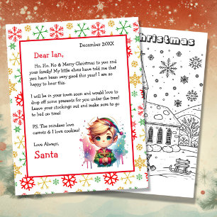 Carta personalizada de la página de color y Santa