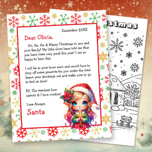 Carta personalizada de Santa con página de color