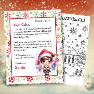Carta personalizada de Santa con página de color