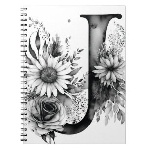 Carta personalizada J Cuaderno de acuarela floral