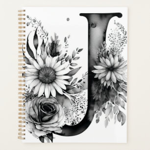 Carta personalizada J Cuaderno de acuarela floral