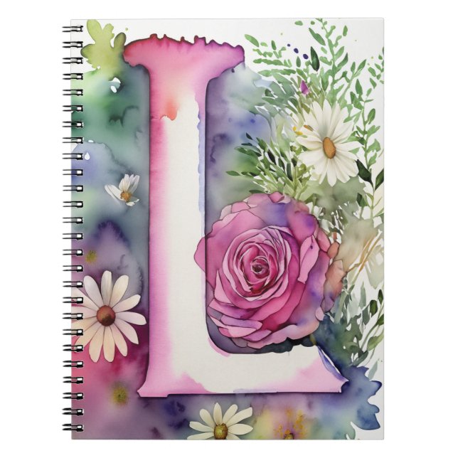 Carta personalizada L Cuaderno de acuarela floral (Frente)