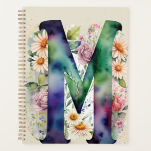 Carta personalizada M Cuaderno de acuarela floral