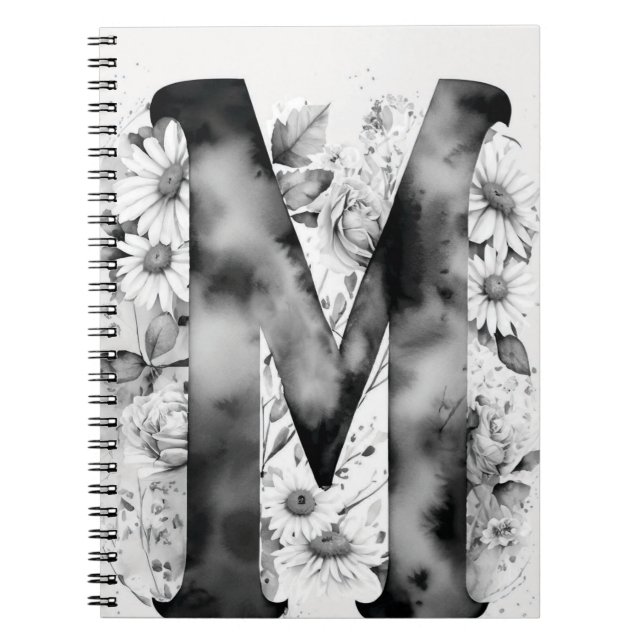 Carta personalizada M Cuaderno de acuarela floral (Frente)