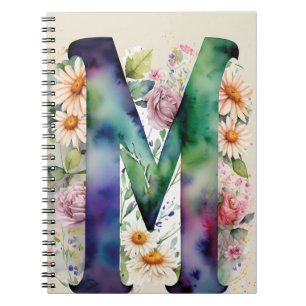 Carta personalizada M Cuaderno de acuarela floral