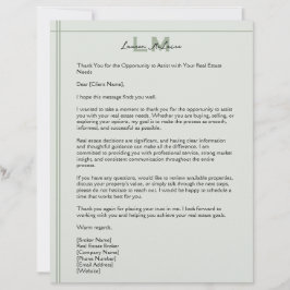 Carta personalizada para cliente de agente inmobil